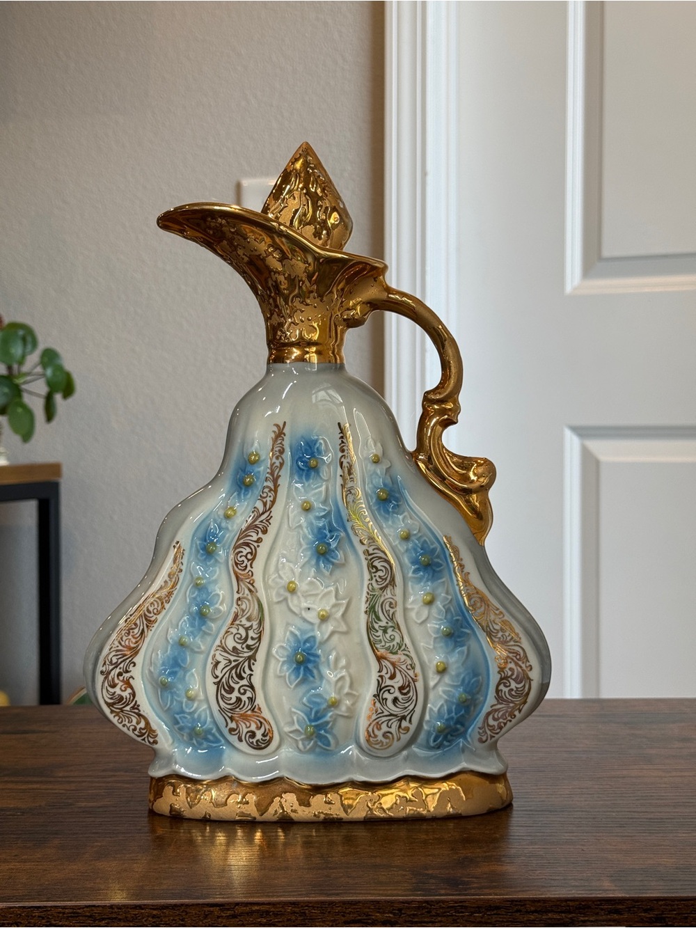 Vintage 1970 Jim Beam "Charisma" Bourbon Decanter - Regal China Gold Gilt